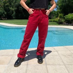 Red Levi Denim Jeans Unisex